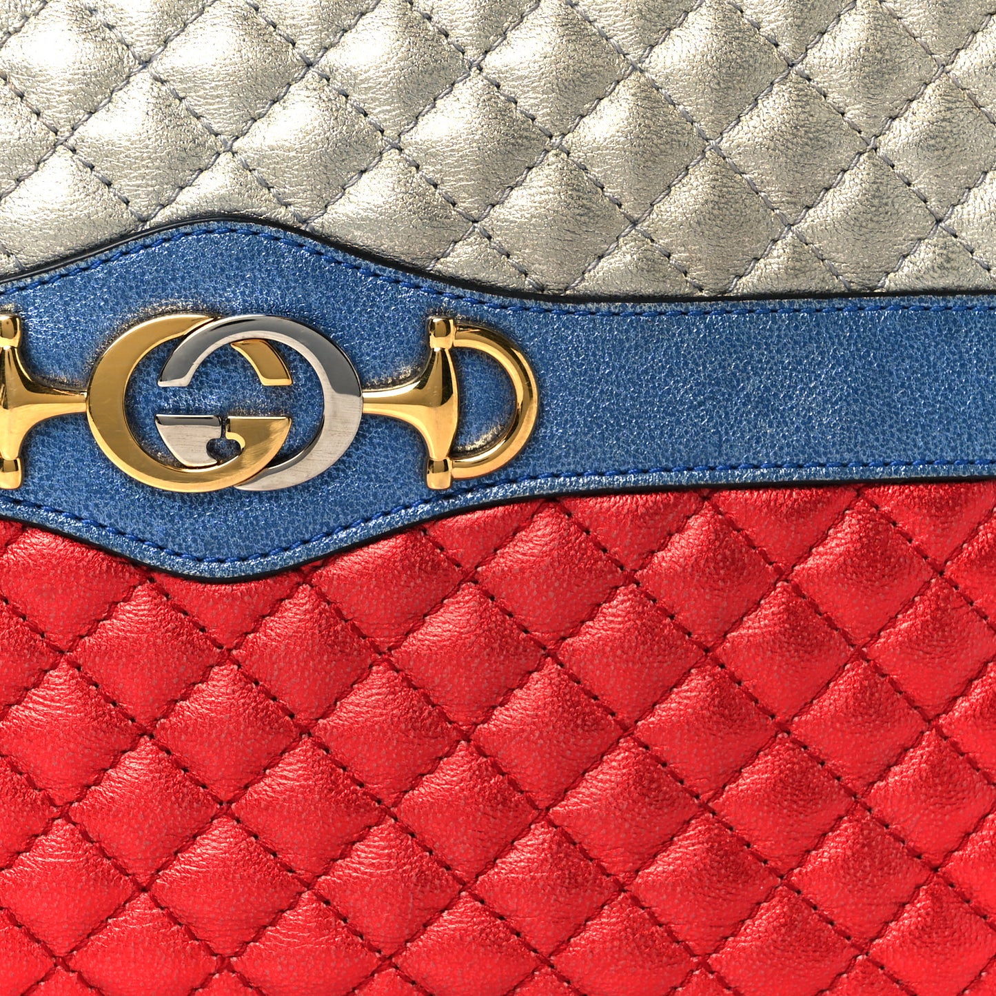 Laminated Nappa Trapuntata Small Zumi Shoulder Bag Rosso Marine Argento