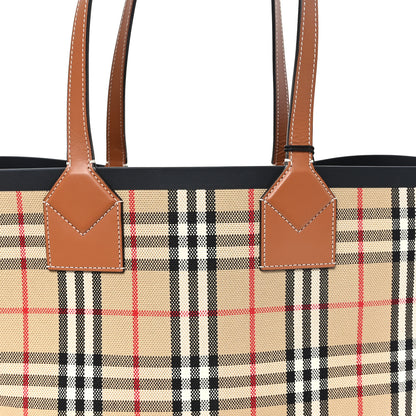 Burberry Cotton Vintage Check Medium London Tote Bag Briar Brown Black 9 of 12