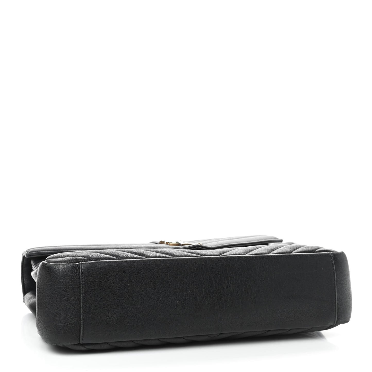 Sheepskin Matelasse Chevron Monogram Large College Satchel Black