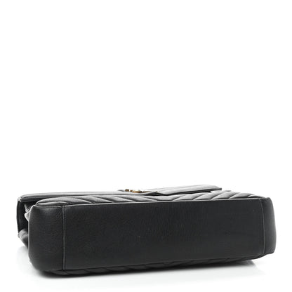 Saint Laurent Sheepskin Matelasse Chevron Monogram Large College Satchel Black 4 of 9
