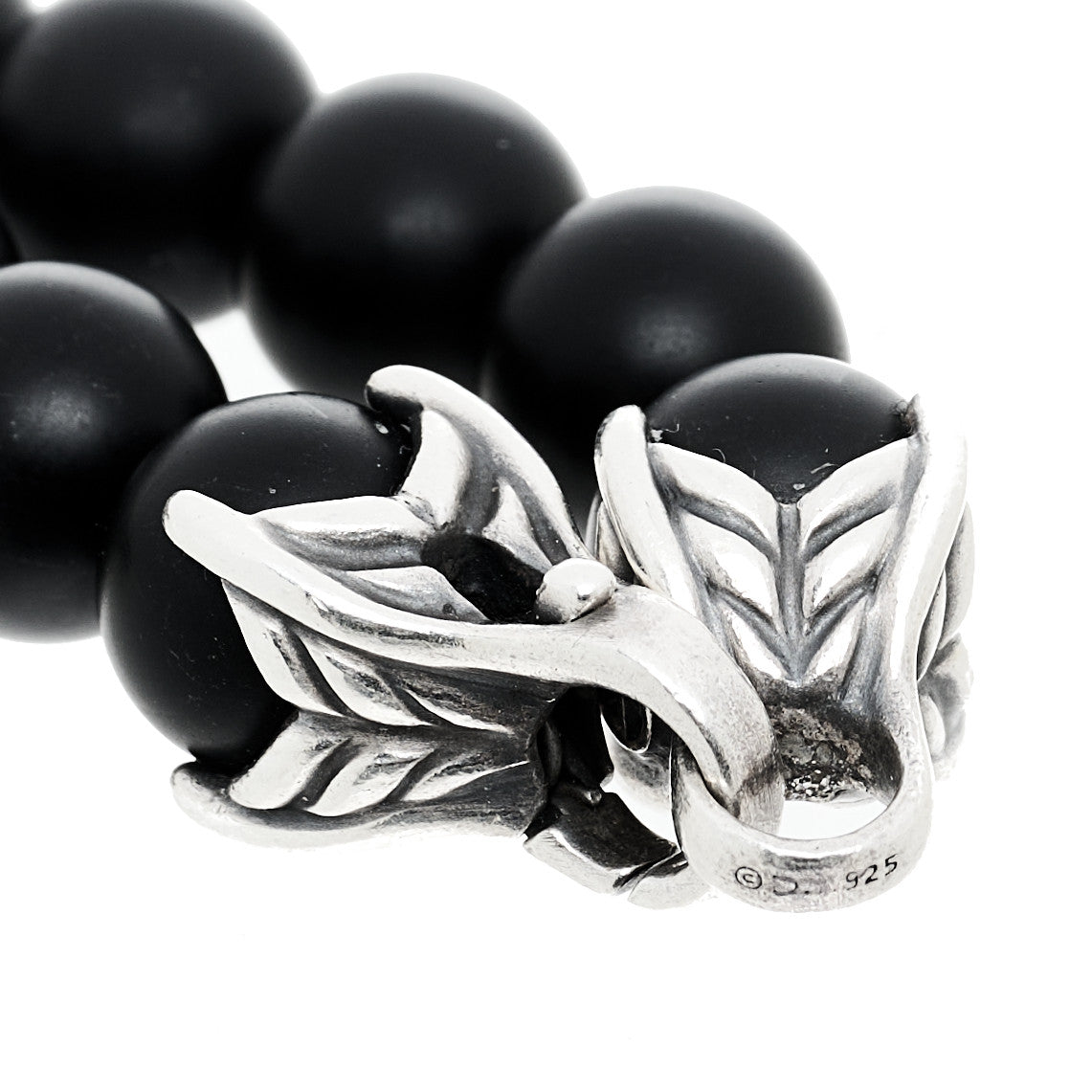 David Yurman Sterling Silver Diamond Black Onyx 10mm Spiritual Beads Bracelet 3 of 3