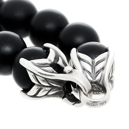 David Yurman Sterling Silver Diamond Black Onyx 10mm Spiritual Beads Bracelet 3 of 3