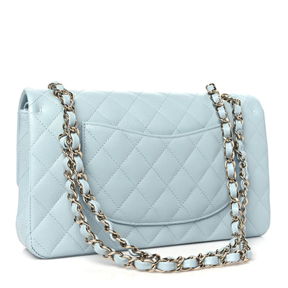 Chanel Caviar Quilted Medium Double Flap Light Blue 3 of 11