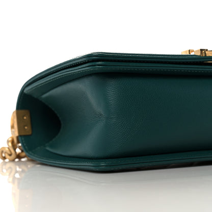 Chanel Caviar Quilted Medium Boy Flap Dark Green 9 of 10