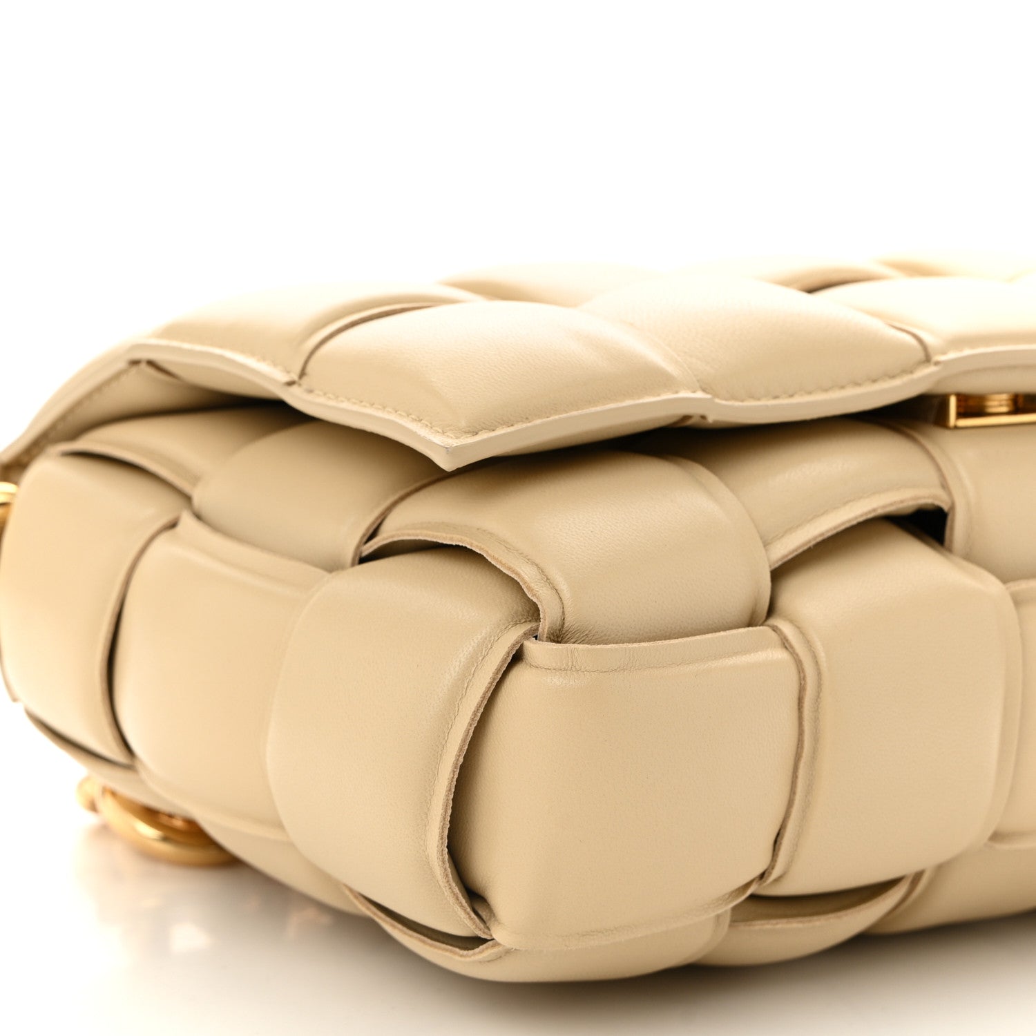 Bottega Veneta Lambskin Maxi Intreccio Padded Chain Cassette Crossbody Bag Porridge 9 of 10