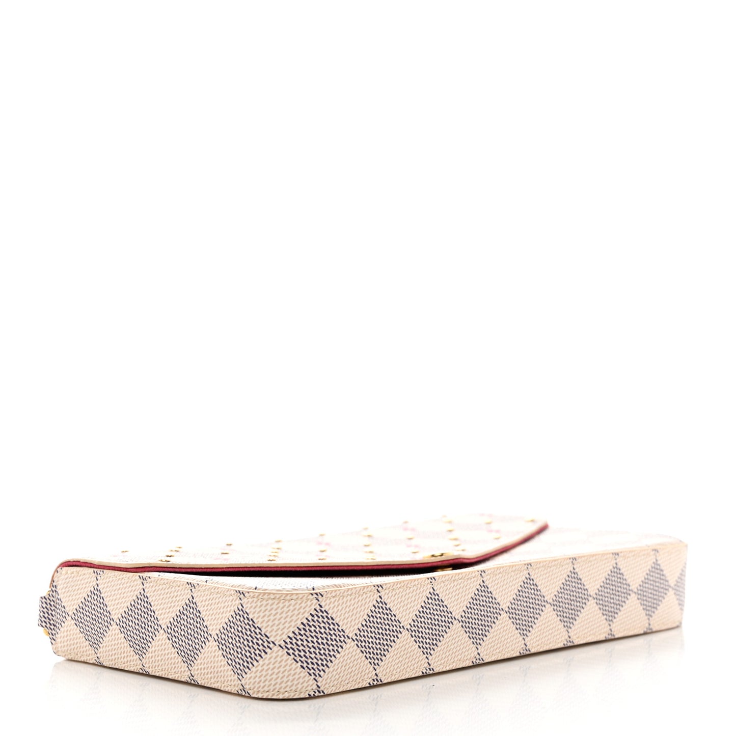 Damier Azur Studded Pochette Felicie Chain Wallet Fuchsia