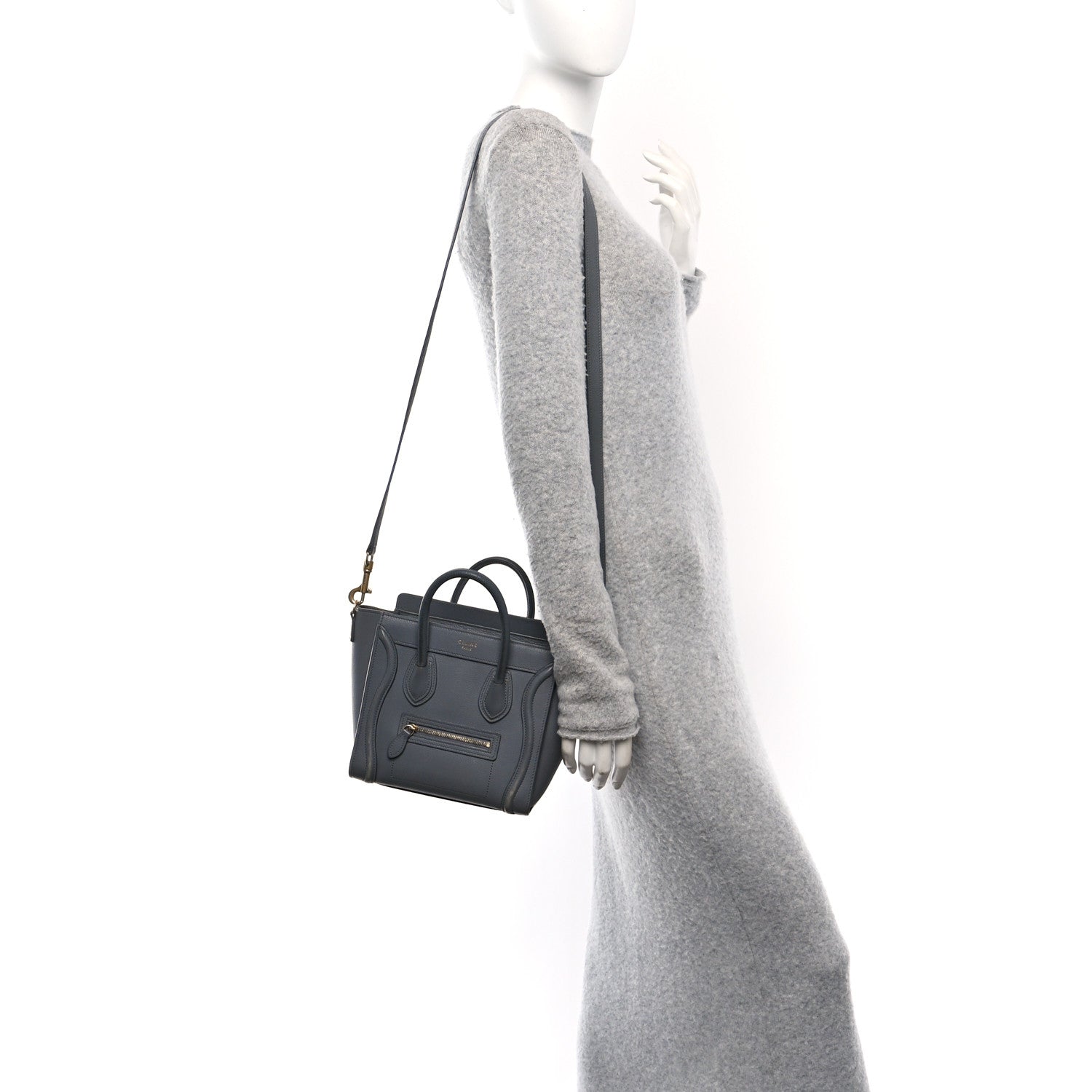 Celine Drummed Calfskin Nano Luggage Kohl 2 of 10