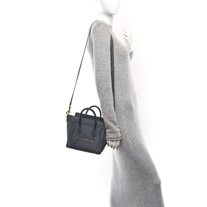 Celine Drummed Calfskin Nano Luggage Kohl 2 of 10