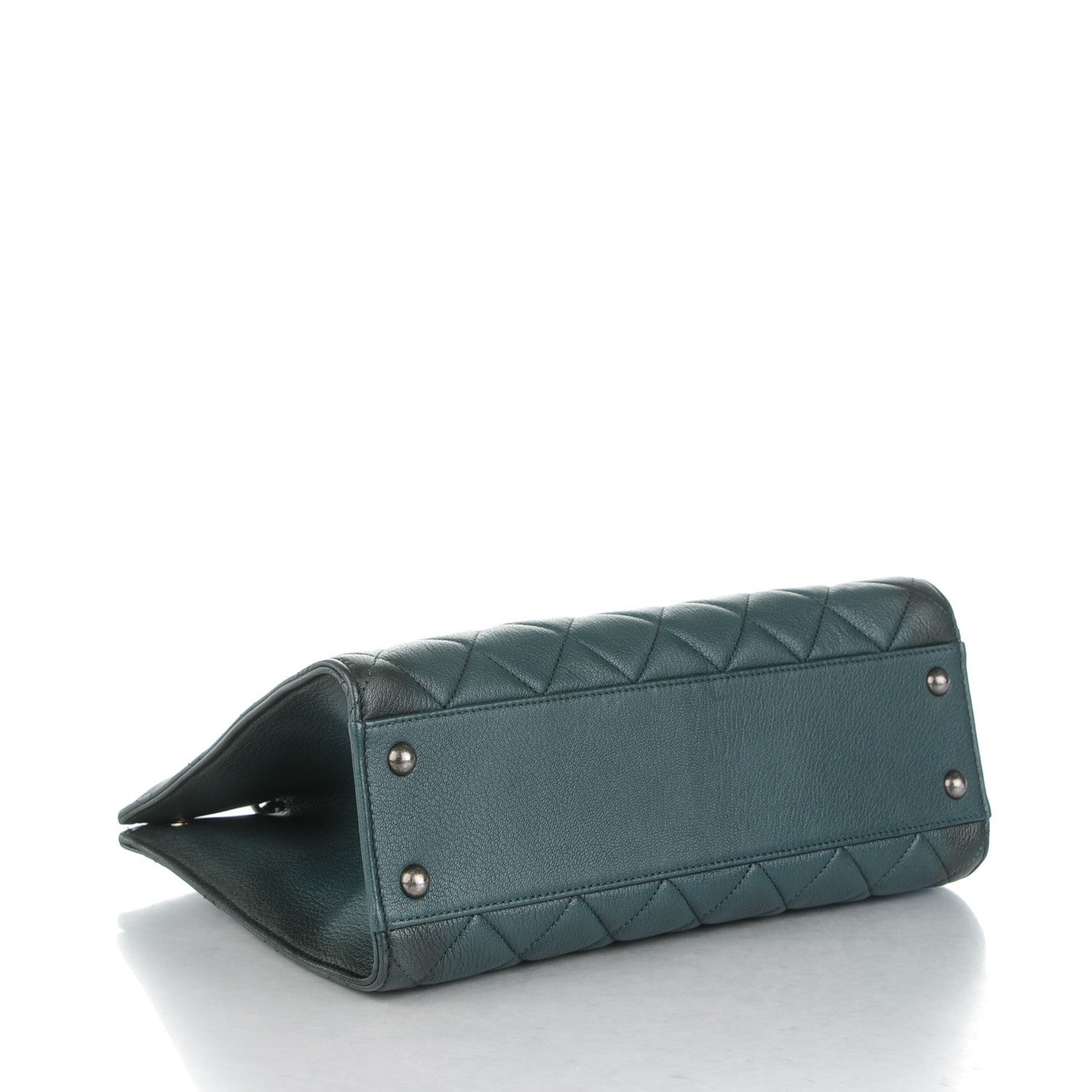 Chanel Goatskin Quilted Large Perfect Edge Shopping Tote Dark Green 4 of 7
