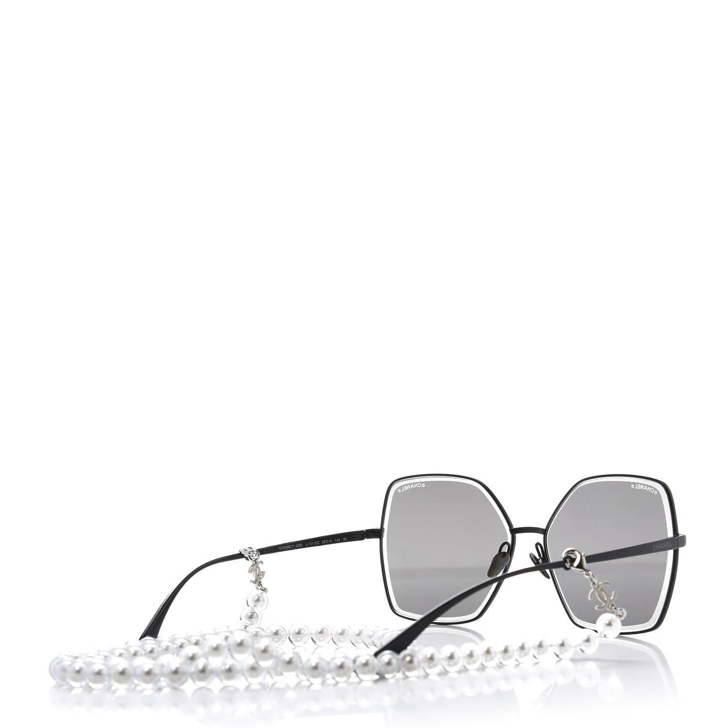 Chanel Metal Butterfly Removable Pearl Chain Sunglasses 4262 Black 4 of 10