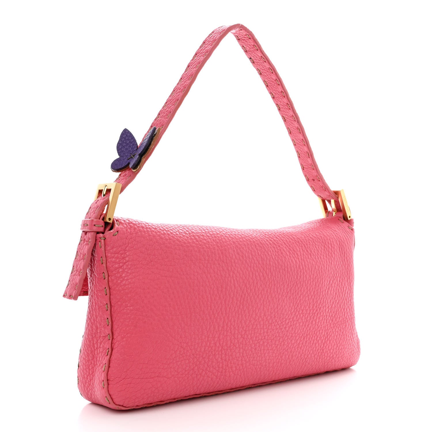 Fendi Calfskin Romano Selleria Baguette Pink 3 of 14