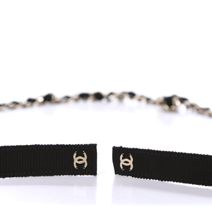 Chanel Grosgrain Chain CC Bow Belt S Black Gold 3 of 4