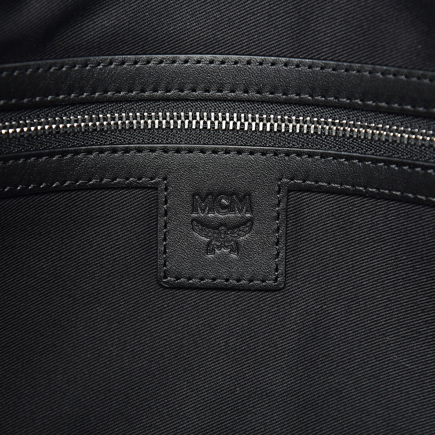 MCM Visetos Spot Stripped Medium Shopping Tote Black Silver 6 of 10