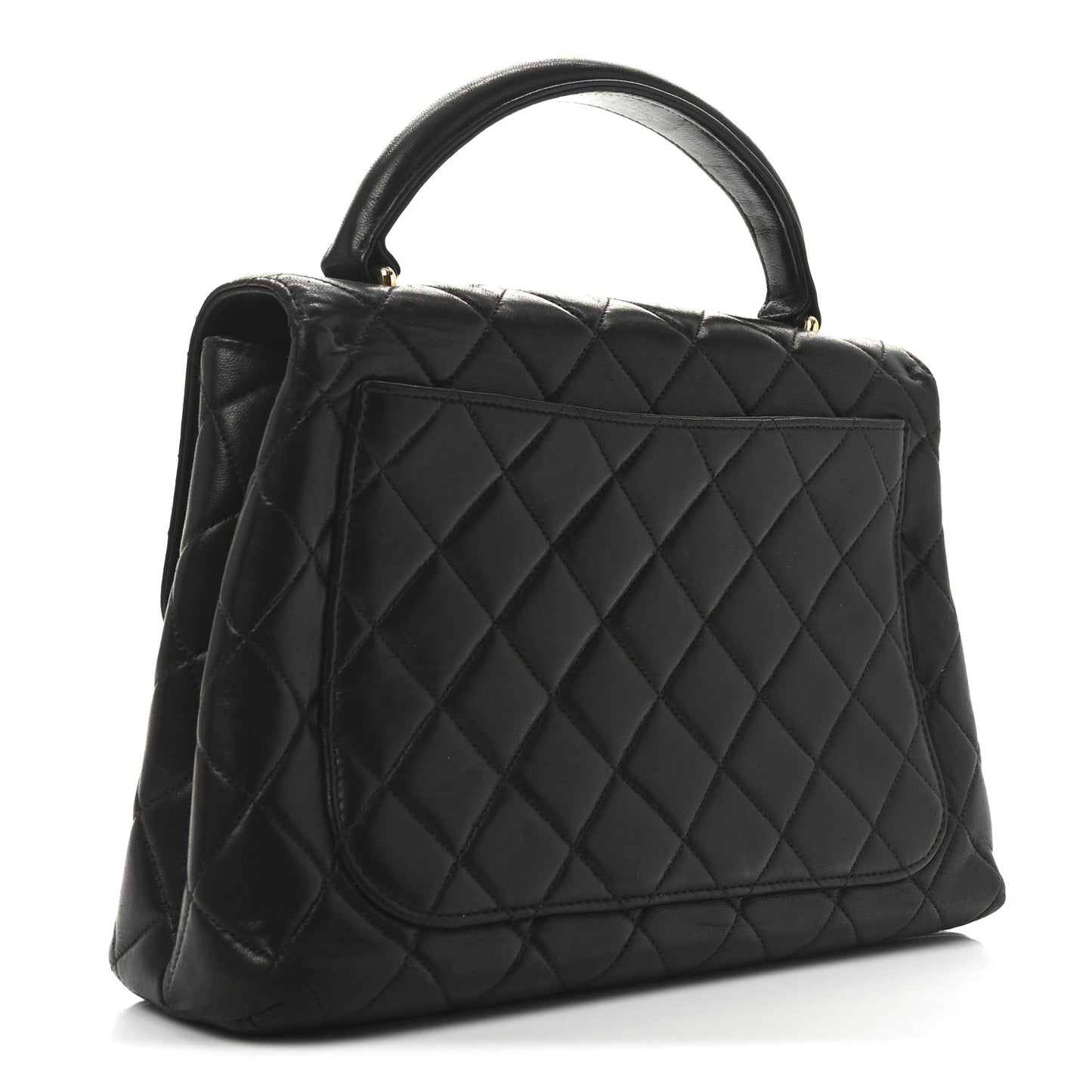 Lambskin Quilted Medium Kelly Flap Bag Black