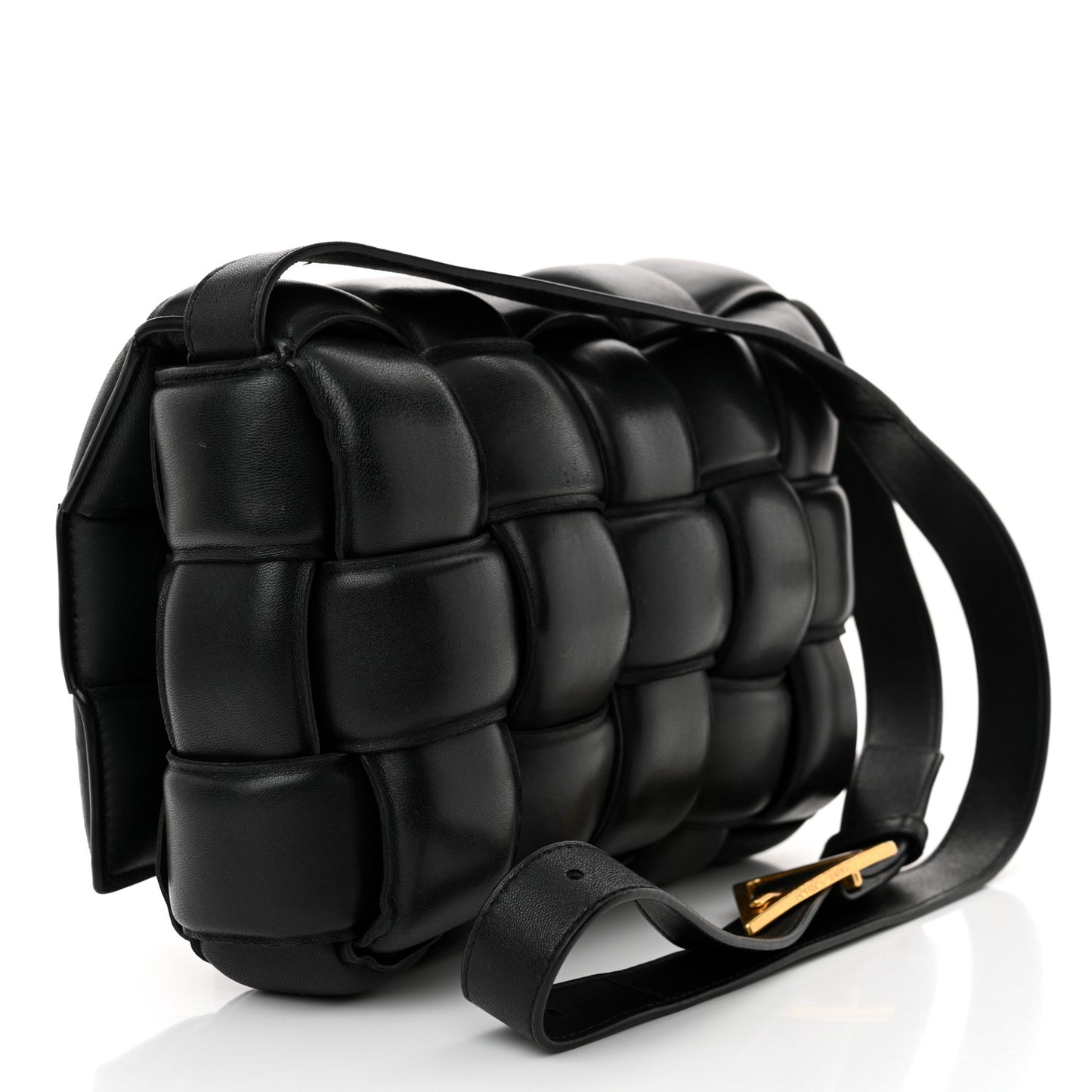 Nappa Maxi Intreccio Padded Cassette Crossbody Bag Black