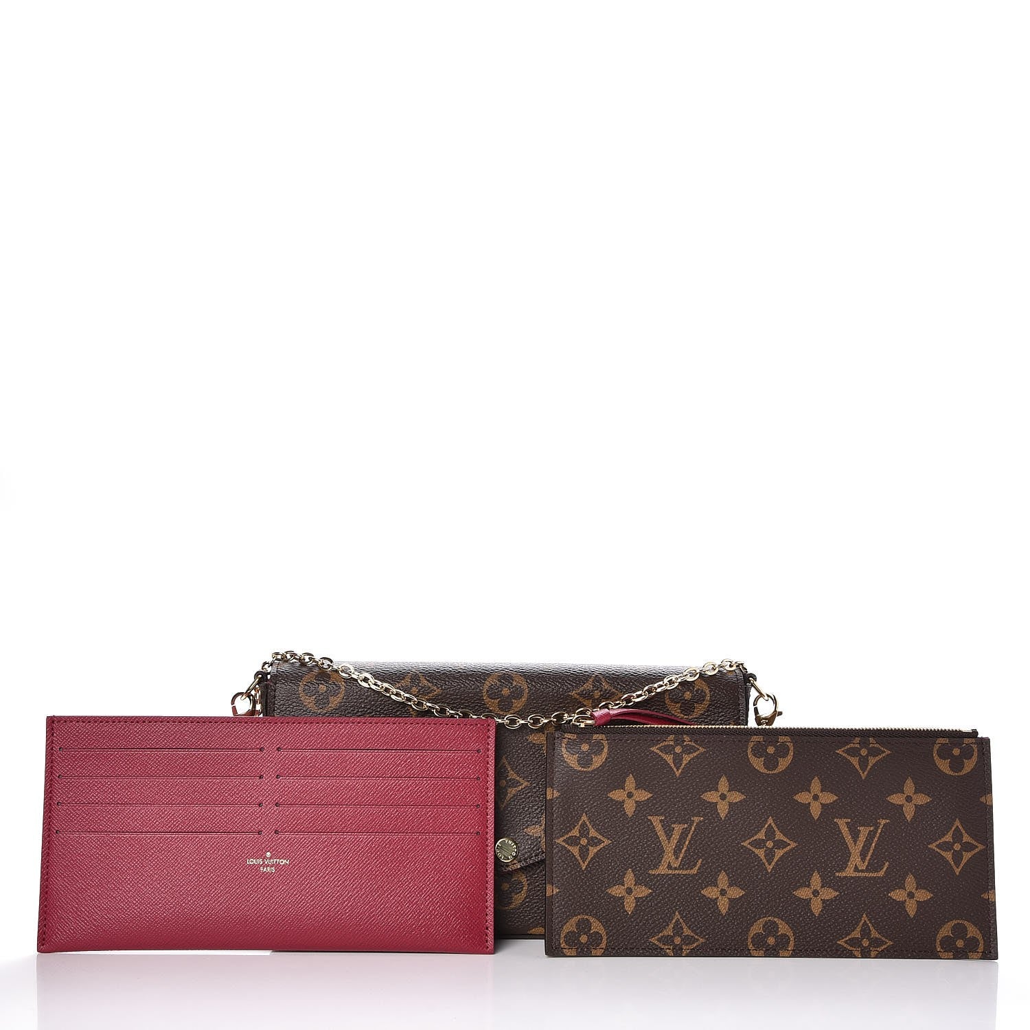 Louis Vuitton Monogram Pochette Felicie Chain Wallet Fuchsia 9 of 10