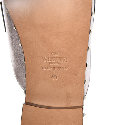 Valentino Garavani Metallic Lambskin Soul Rockstud Flat Mules 40 Silver 8 of 9