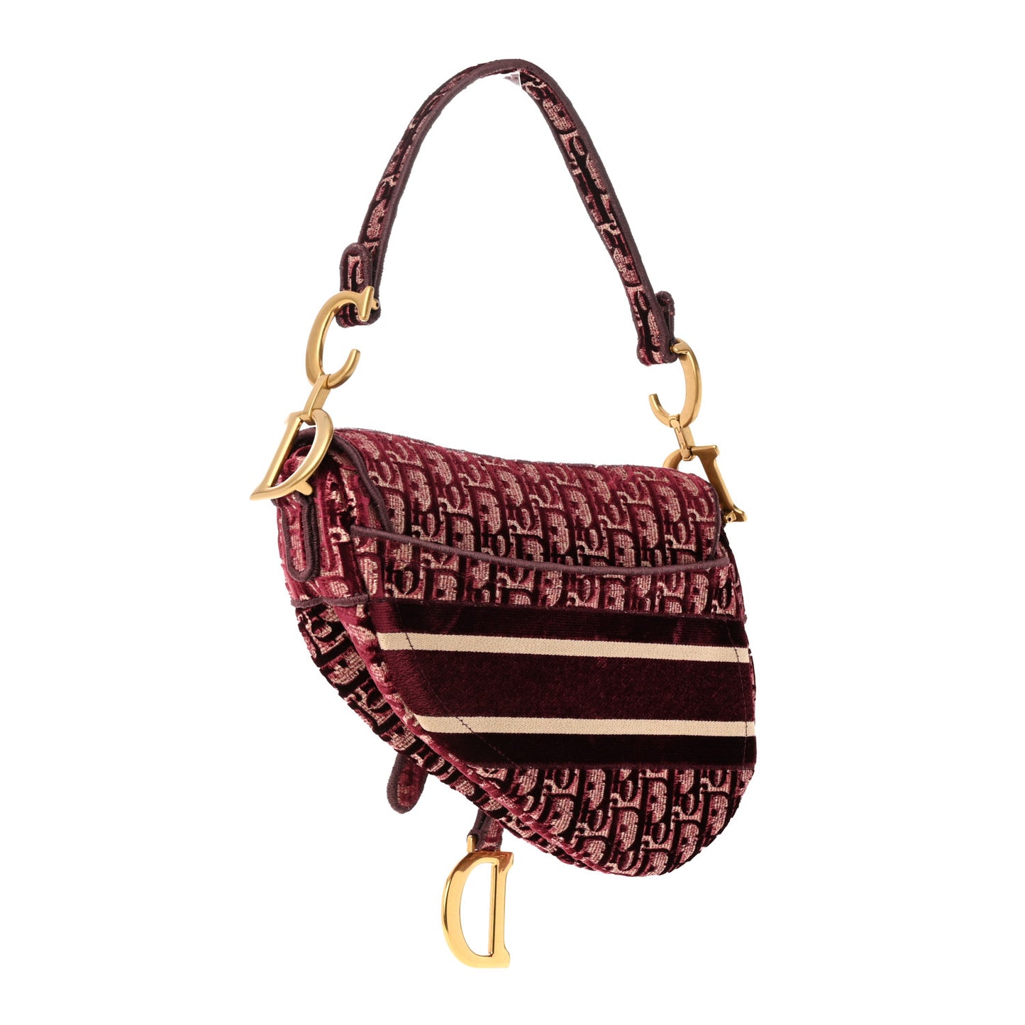 Velvet Oblique Saddle Bag Burgundy