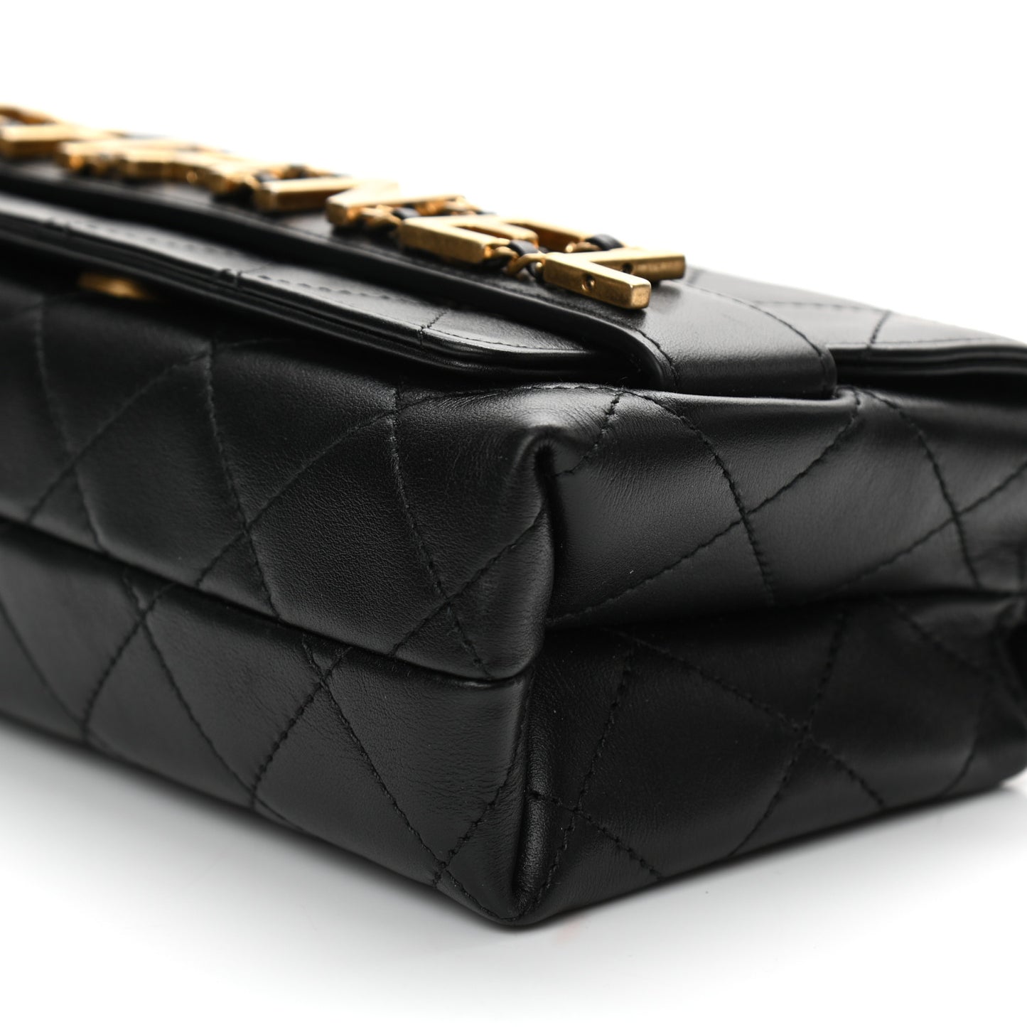 Calfskin Quilted Small Enchained Flap Black