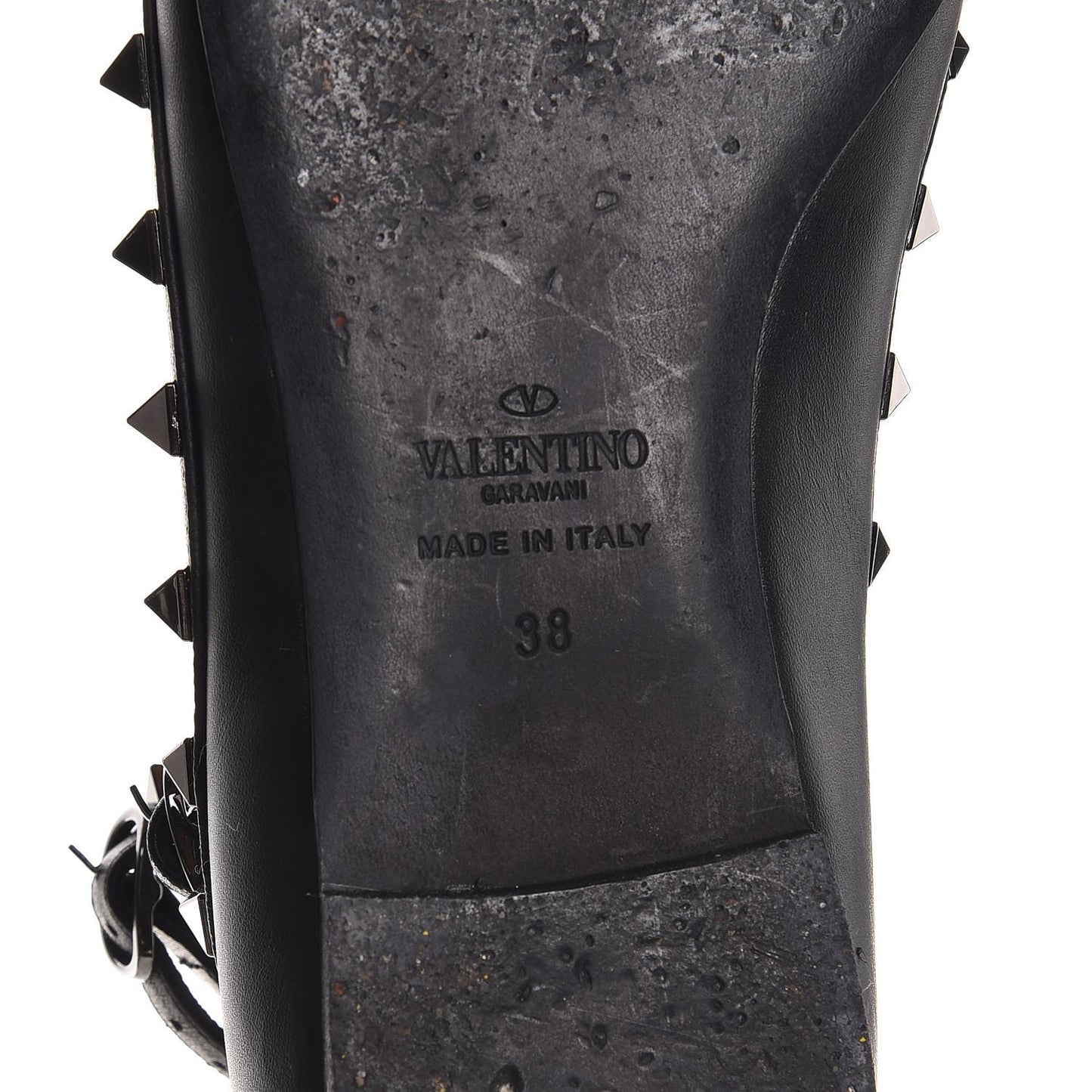 Nappa Rockstud Cage Ballerina Flats 38 Black