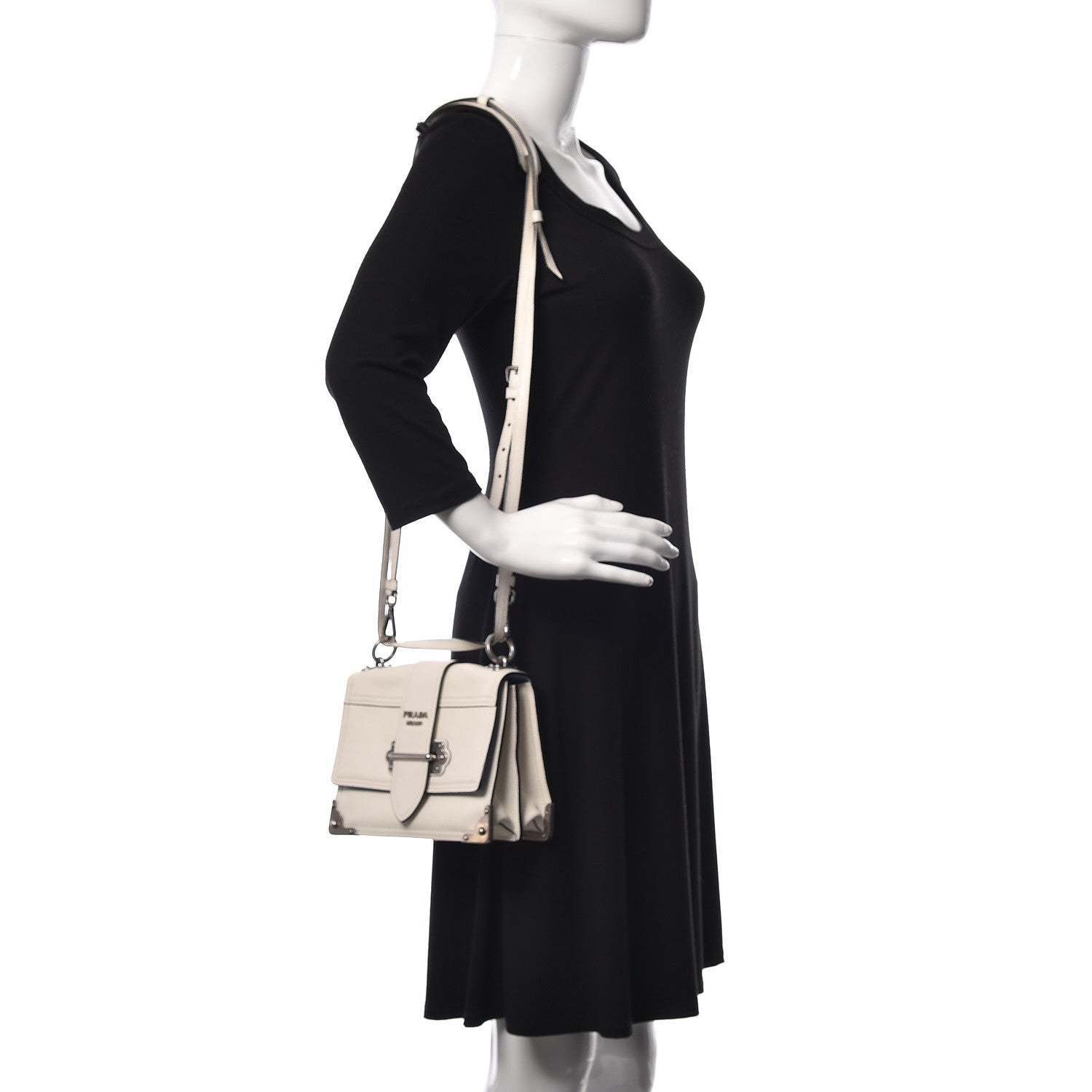 Prada Glace Calfskin Large Soft Cahier Bag White 2 of 8