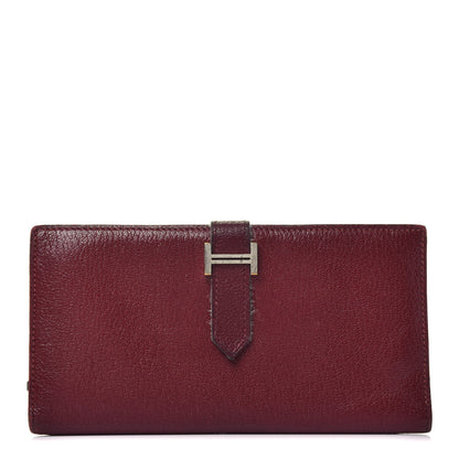 Hermes Chevre Mysore Bearn Gusset Wallet Rouge H 1 of 7