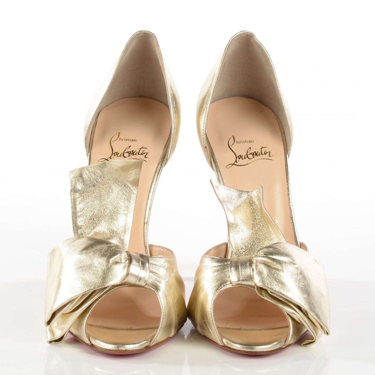 Metallic Leather Bow Pumps 39 Gold