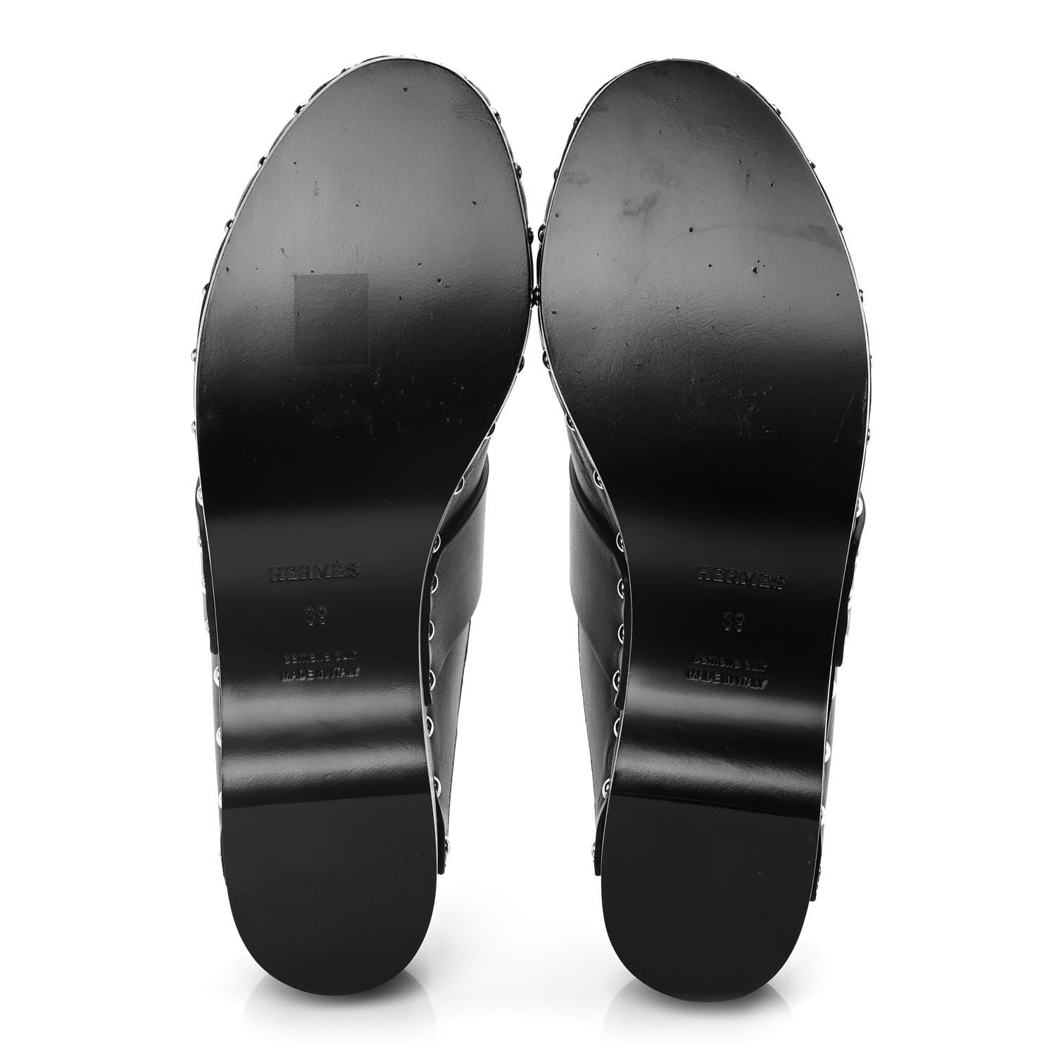 Hermes Calfskin Calya Mules 39 Black 6 of 15