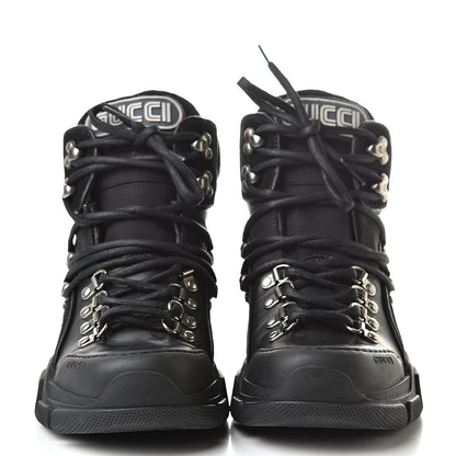 Gucci X SEGA Calfskin Suede Technical Canvas Womens Flashtrek High-Top Sneakers 37 Black 2 of 8
