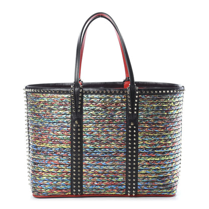 Christian Louboutin Calfskin Metallic Straw Spikes East West Cabata Tote Multicolor 1 of 9