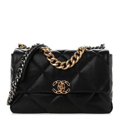 Chanel Goatskin Quilted Large Chanel 19 Flap Black 1 of 9