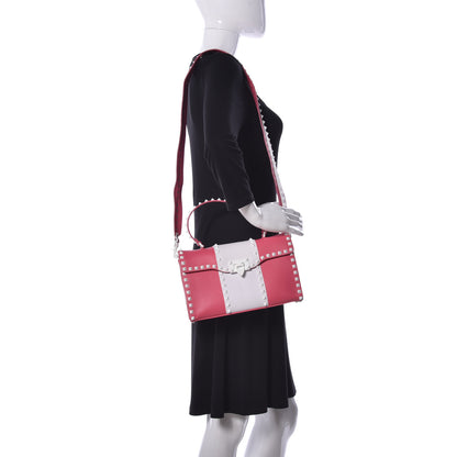 Valentino Garavani Vitello Colorblock Small Free Rockstud Single Handle Flap Bag Shadow Pink Optic White 2 of 10