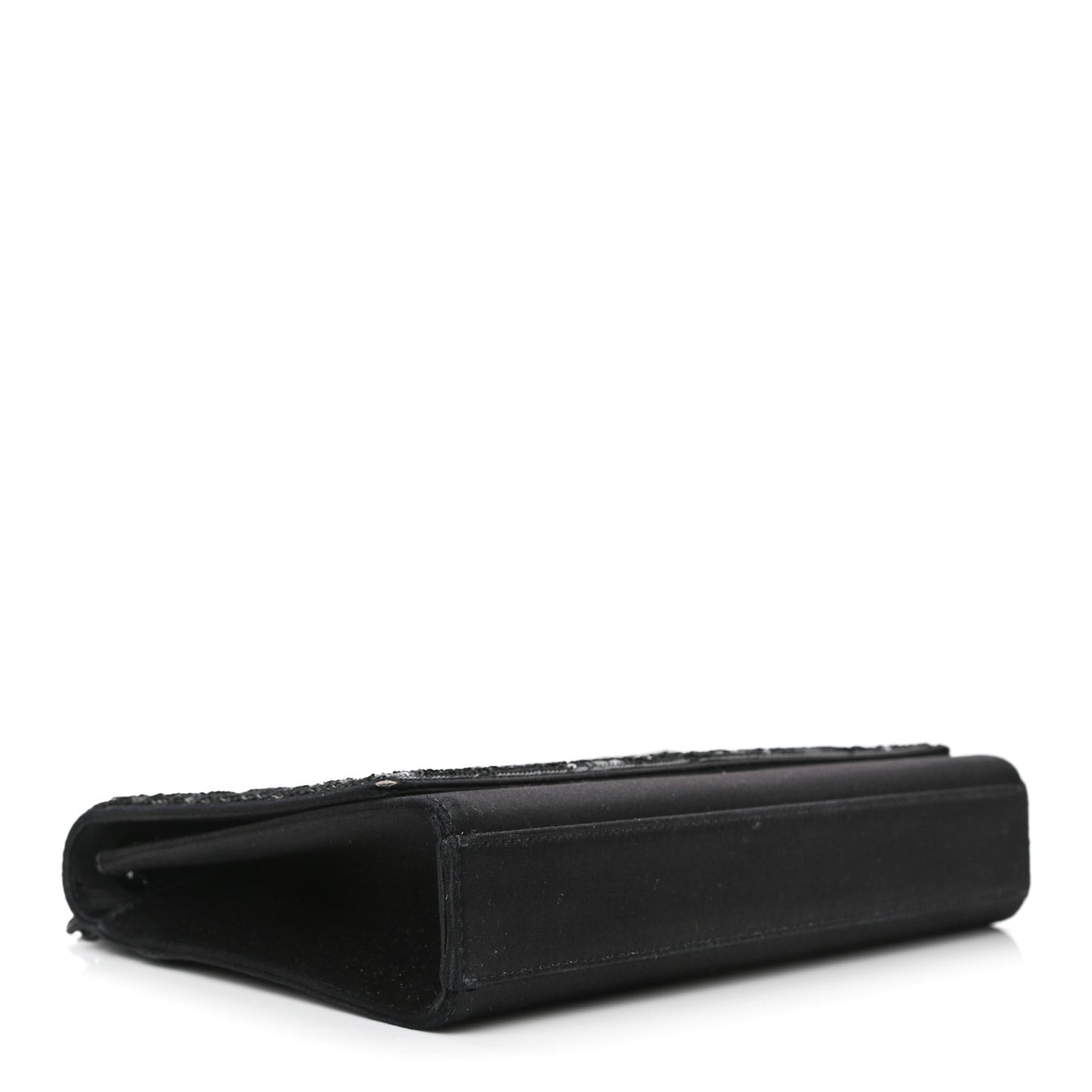 Sequin Flip Satin Monogram Kate Chain Wallet Black
