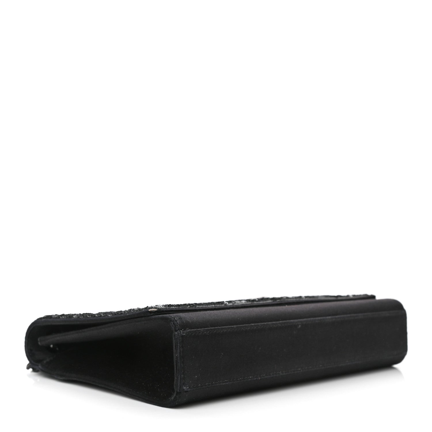 Saint Laurent Sequin Flip Satin Monogram Kate Chain Wallet Black 4 of 11
