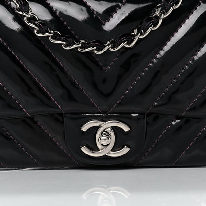 Chanel Patent Calfskin Chevron Quilted East West Flap 8 of 11