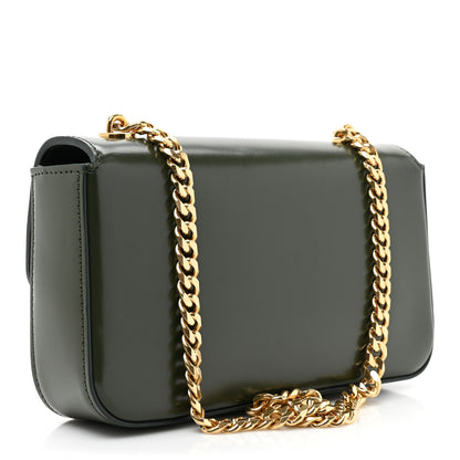 Celine Shiny Calfskin Cuir Triomphe Chain Shoulder Bag Dark Olive 3 of 13
