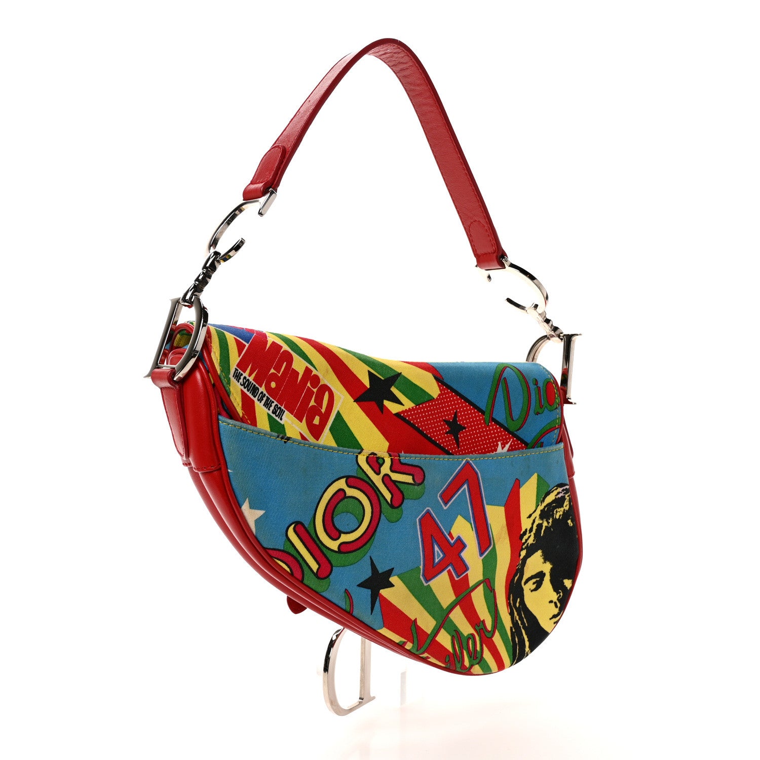 Christian Dior Canvas Bob Marley Saddle Bag Multicolor 3 of 9