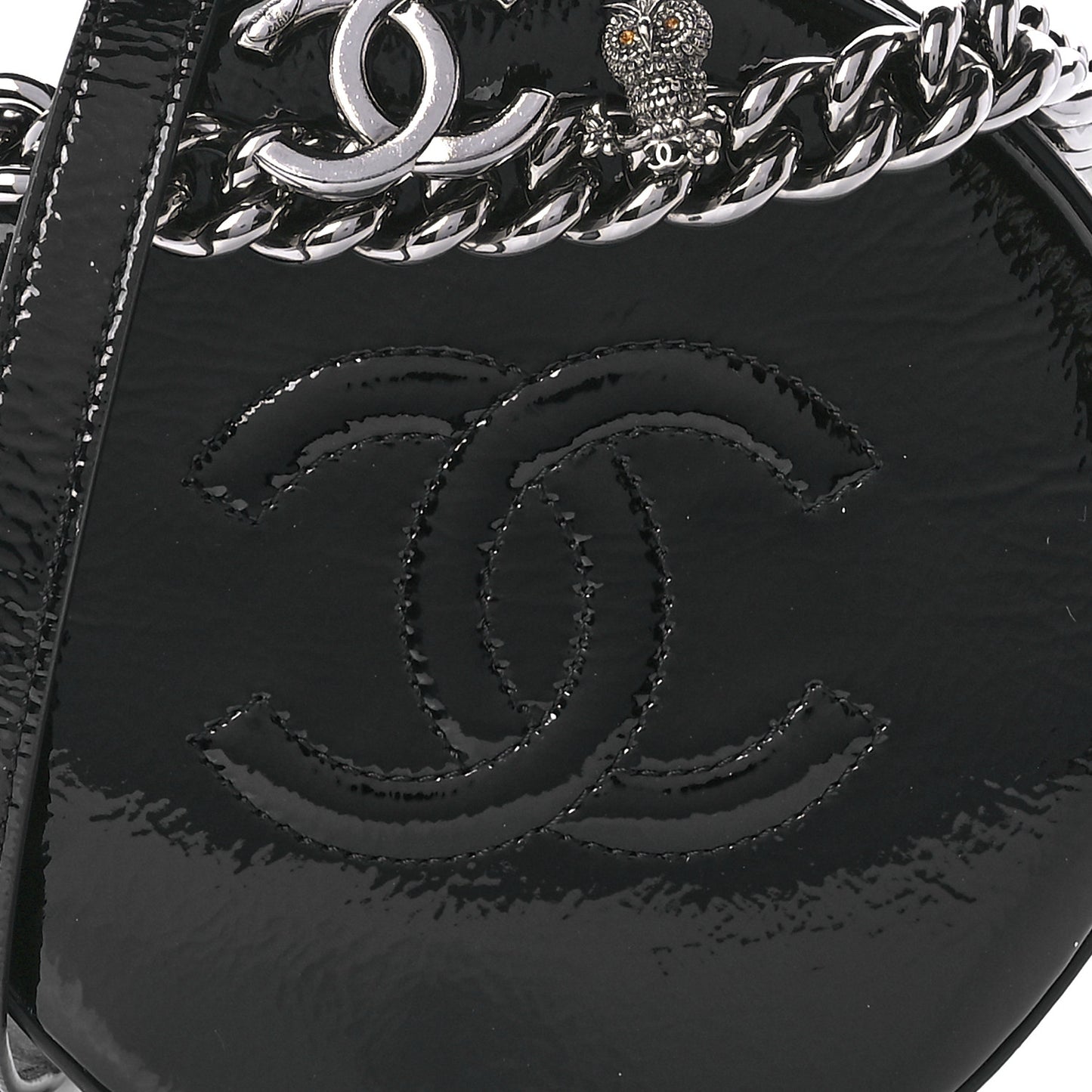 Patent Round As Earth Evening Bag Black