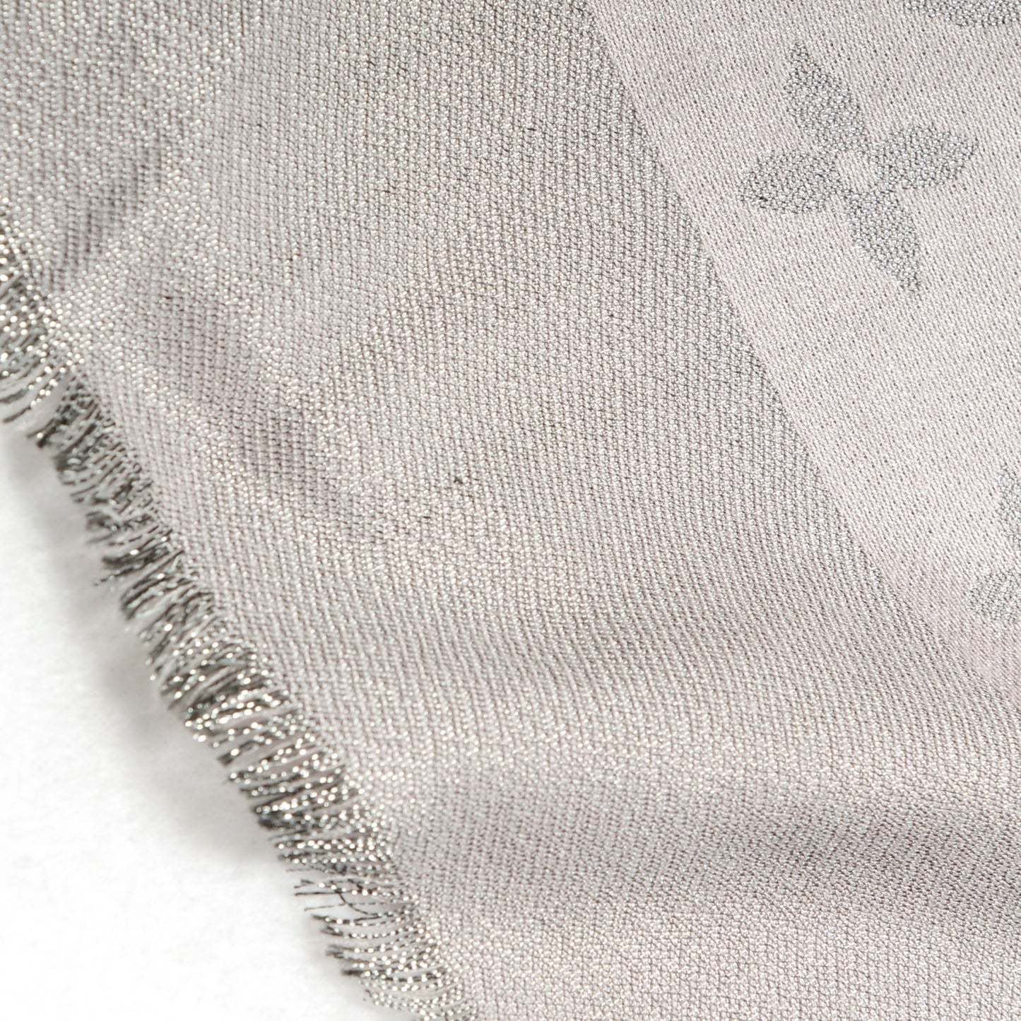 Silk Lurex Wool Monogram Shine Shawl Pearl Grey