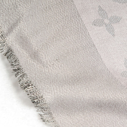 Louis Vuitton Silk Lurex Wool Monogram Shine Shawl Pearl Grey 5 of 5