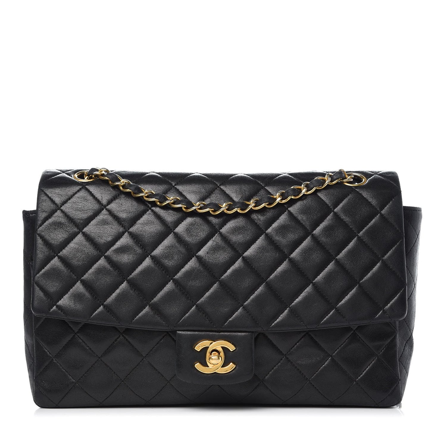 Lambskin Quilted Medium Single Flap Black