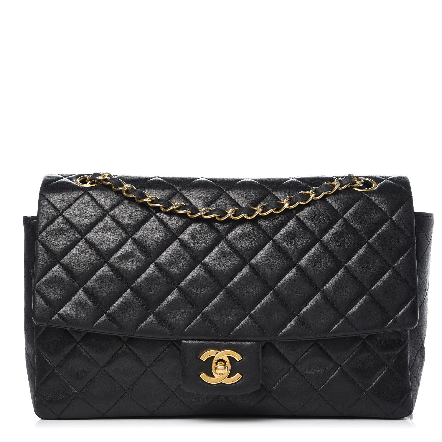Chanel Lambskin Quilted Medium Single Flap Black 1 of 13