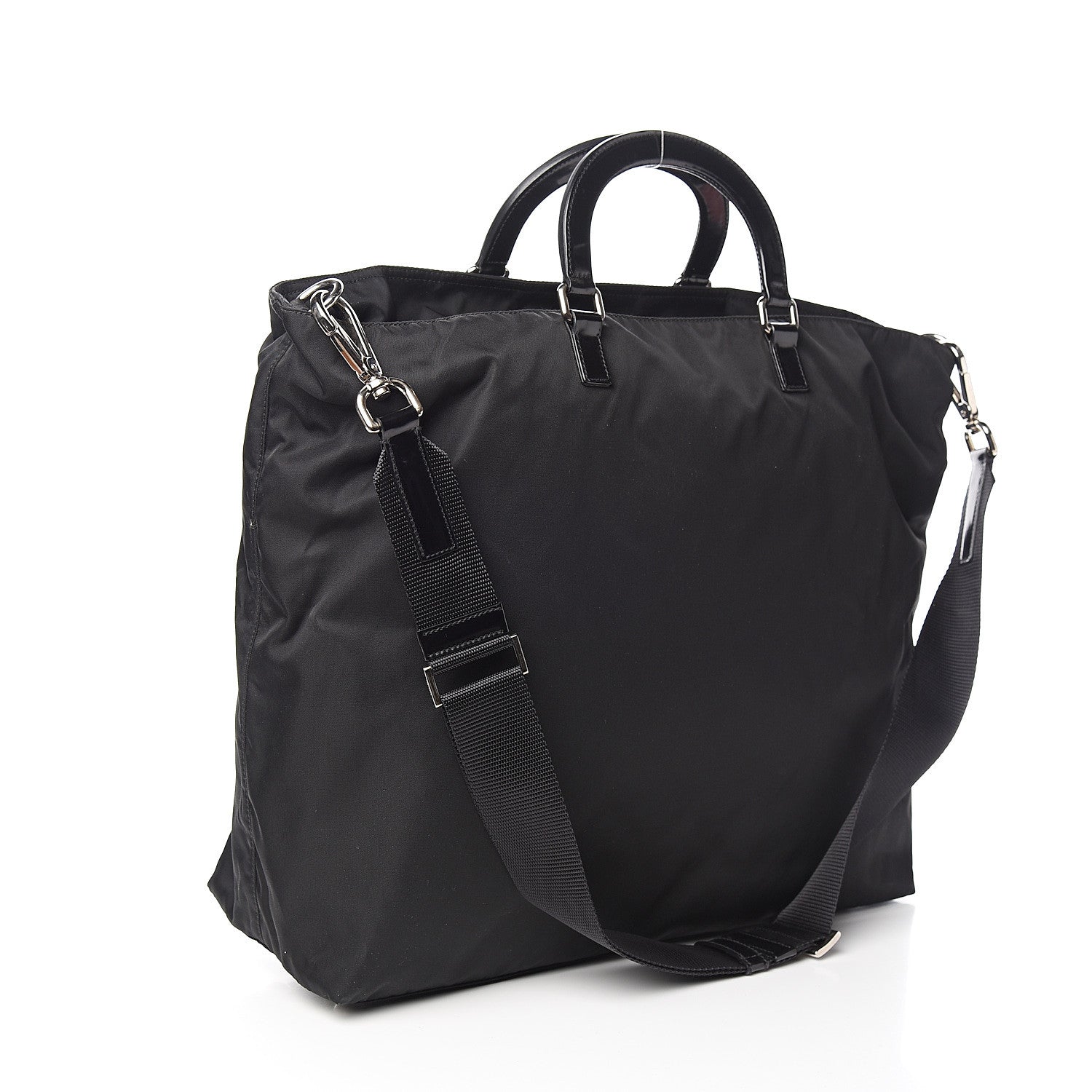 Prada Tessuto Nylon Logo Tote Black 2 of 8
