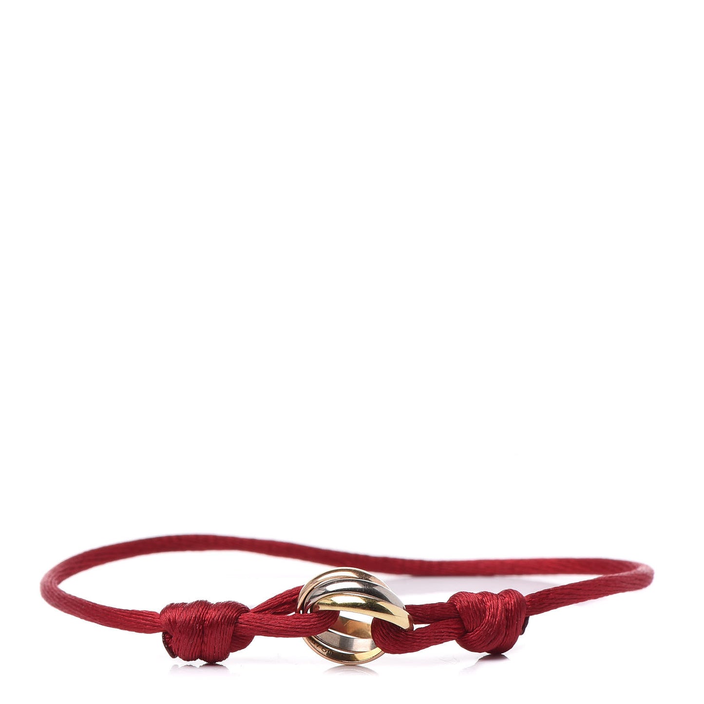 18K Pink Yellow White Gold Trinity Cord Bracelet Red