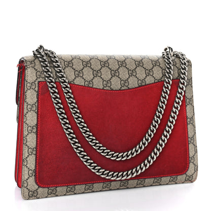 Gucci GG Supreme Monogram Suede Cudu Medium Dionysus Shoulder Bag Beige Ebony Vulcanic Red 3 of 18