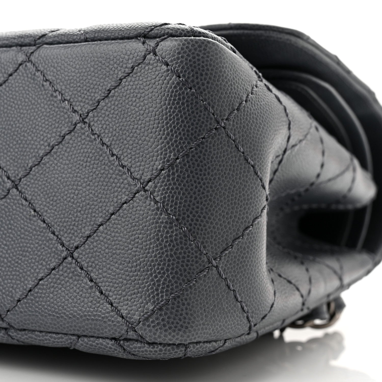 Chanel Washed Caviar Quilted Jumbo Double Flap Dark Grey 10 of 10