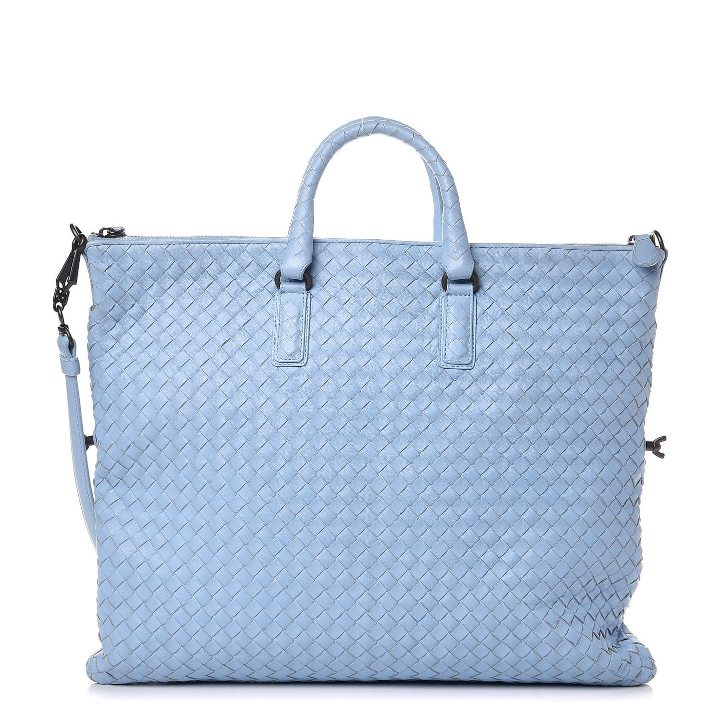 Nappa Intrecciato Medium Convertible Tote Light Blue