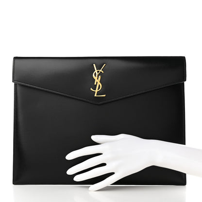 Saint Laurent Smooth Shiny Calfskin Monogram Uptown Baby Pouch Black 2 of 9