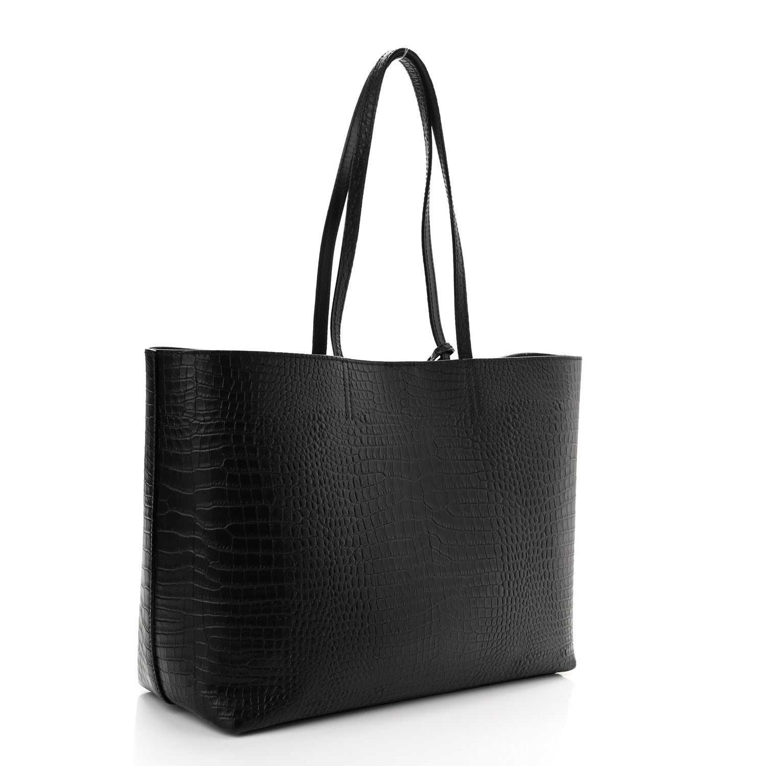 Jimmy Choo Calfskin Crocodile Embossed Nine2Five East West Tote Black 4 of 11