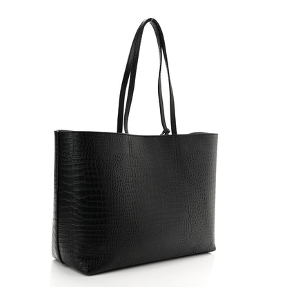 Jimmy Choo Calfskin Crocodile Embossed Nine2Five East West Tote Black 4 of 11